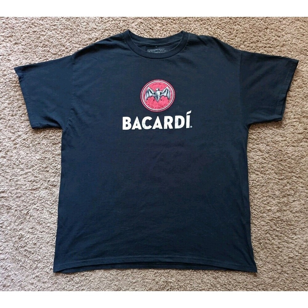 Bacardi Rum T-Shirt Men's XL Black Short Sleeve